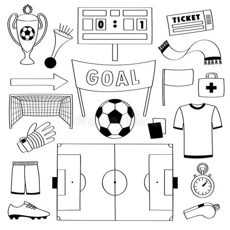 Soccer Doodles Easy, Soccer Drawings Easy, Football Drawing Easy, Soccer Doodles, Football Doodles, Soccer Drawing, Page Illustration, Football Drawing, Girl Drawing Easy