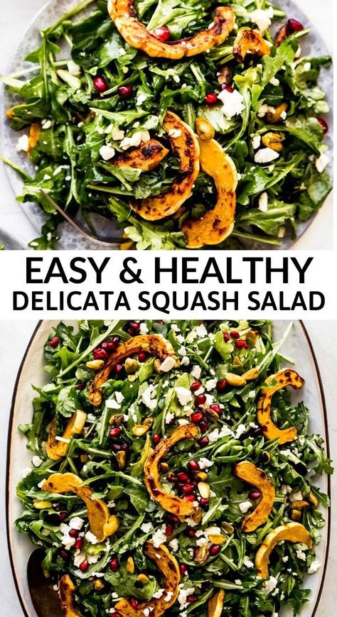 Paleo Potato Salad, Delicata Squash Salad, Strawberry Avocado Salad, Roasted Delicata Squash, Butternut Squash Salad, Squash Salad, Delicata Squash, Autumn Salad, Fall Flavors