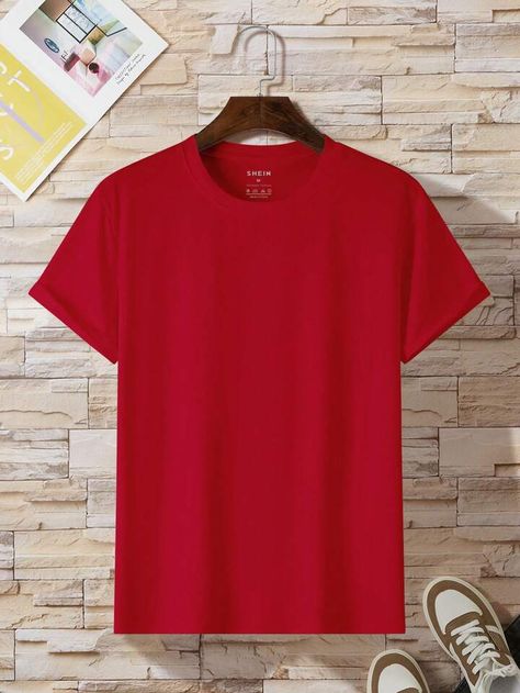 Plain Red T Shirt, Plain Tee Shirts, Shirt Outfit Men, Hospital Birth, Red Tee, Red T Shirt, Round Neck Tees, Tshirt Outfits, Plain Tshirt