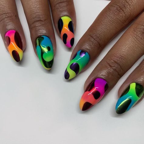 Neon Goth Nails, Pink Lava Lamp Nails, Lava Nails, Psychadelic Nails, Lava Lamp Nails Coffin, Lava Lamp Nails, Lava Lamp Print, Lamp Nails, Goth Nail Art