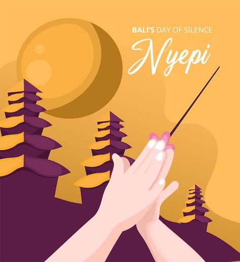 Hand praying on balis day of silence nye... | Premium Vector #Freepik #vector #bali-temple #festival-design #traditional-banner #bali Hand Praying, Nyepi Day, Temple Festival, Bali Temple, Day Of Silence, Indonesian Culture, Vector Animation, Praying Hands, Greeting Card Template