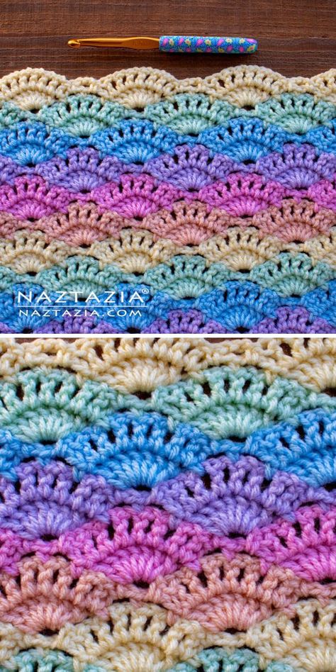 Crochet Shell Blanket, Crochet Shell Pattern, Crochet Blanket Stitch Pattern, Crocheted Afghans, Crochet Baby Blanket Free Pattern, Crochet Blanket Pattern Easy, Crochet Afghan Patterns Free, Crochet Shell Stitch, Crocheted Blanket