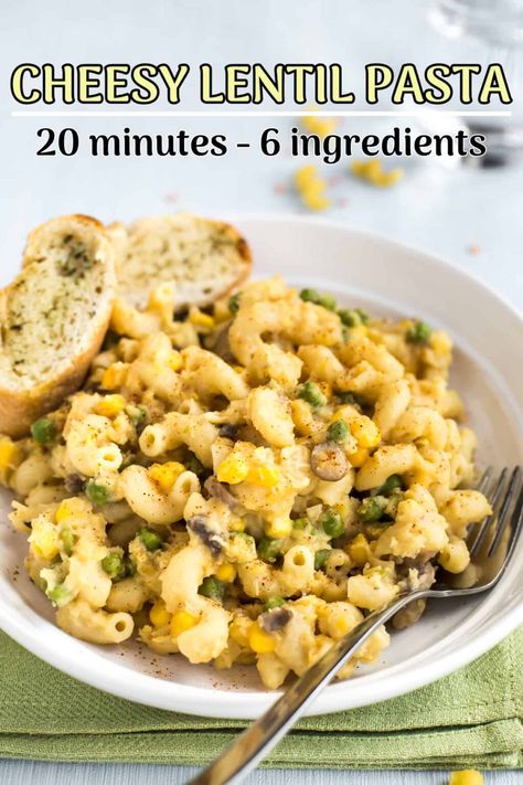 Cheesy Lentil Pasta - Easy Cheesy Vegetarian Lentil Pasta Recipe, Wheat Pasta Recipes, Pasta Easy, Healty Dinner, Vegetarian Italian, Store Cupboard, Pasta Meals, Lentil Dishes, Vegetarian Pasta Recipes