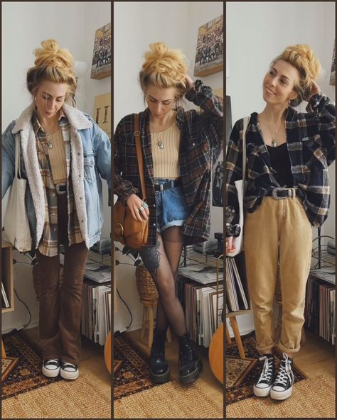 90s Grunge Outfit Inspiration, Granola Alternative Style, Hipster Capsule Wardrobe, Alternative Fashion For Women Over 30, Grown Up Grunge Style, Hipster Style Outfits Women, Artsy Outfits Aesthetic, Granola Grunge Aesthetic, Indie Concert Outfit Fall