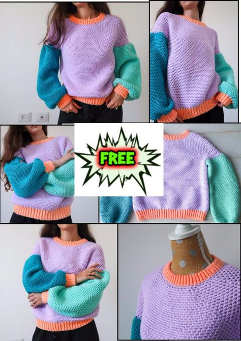 Balloon Sleeve Crochet, Crochet Sweater Tutorial, Crochet Jumper Pattern, Sweater Tutorial, Crochet Sweater Free, Crochet Baby Dress Pattern, Crochet Jumper, Crochet Sweater Pattern Free, Crochet Sweaters