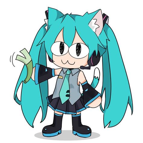 Miku Hatsune Chibi, Miku Hatsune Vocaloid, Vocaloid Characters, Hatsune Miku, Blue Hair, Anime Chibi, Cat Memes, Vocaloid, Anime Character