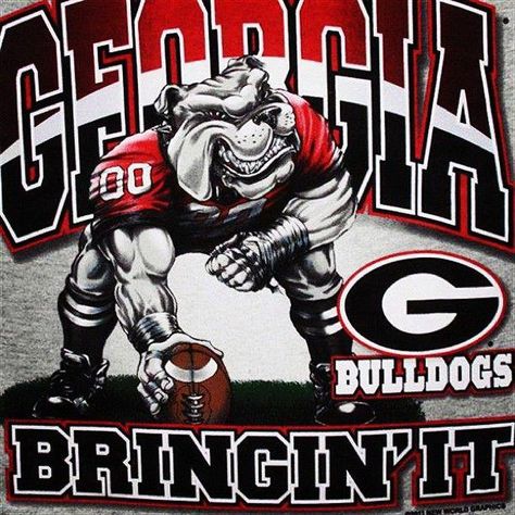 Georgia Bulldogs Bringin' It Georgia Bulldog Mascot, Dawgs Football, Bulldog Wallpaper, Georgia Bulldawgs, Uga Football, Uga Bulldogs, Ga Bulldogs, Georgia Dawgs, Georgia Bulldogs Football