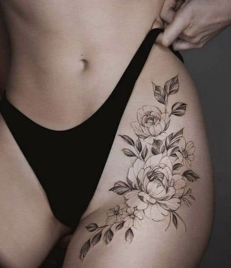 Henne Tattoo, Hip Thigh Tattoos, Beautiful Flower Tattoos, Summer Tattoo, Hip Tattoos Women, Jesus Tattoo, Neck Tattoos, Thigh Tattoos Women, Side Tattoos