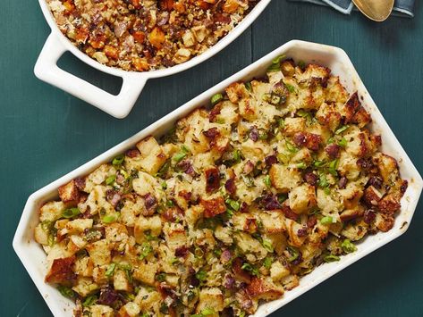 Bacon-Parmesan Stuffing Recipe | Food Network Kitchen | Food Network Thanksgiving Stuffing Recipes, Simply Potatoes, Thanksgiving Stuffing, Food Network Magazine, Stuffing Recipes, Dressing Recipe, Food Network, Thanksgiving Recipes, Food Network Recipes