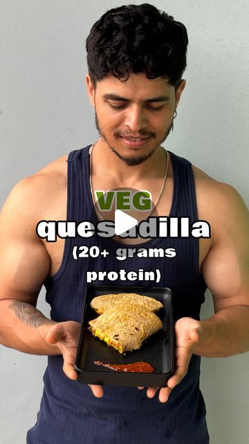 Shivam Pandey on Instagram: "✨ VEG QUESADILLA (Or stuffed paratha) ✨ - 20grams protein 🙌

This was again one of the easiest recipes especially using grinded oats for the batter, was so amazing! 🔥

Quantity :-

•Oats - 60 grams
•Onion, Tomato and capsicum - 50 grams each
•Paneer - 50 grams
•Cheese - 20 grams (1 cube)
•Mustard Oil - 10 ml
__
Calories:-

Protein - 20 gms
Carbs - 50 gms
Fat - 30 gms

#highproteinmeals #healthyrecipes #quesadillas #reelsinstagram #healthyfood #vegetarian" Veg Quesadilla, Stuffed Paratha, Easiest Recipes, Mustard Oil, Healthy Vegetarian, Quesadillas, Vegan Breakfast, High Protein Recipes, Paneer