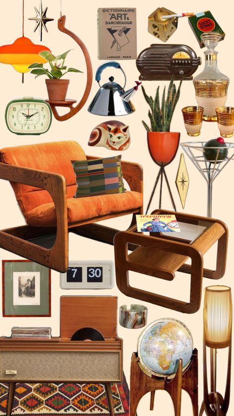 My favorite style #vintageaesthetic #70s #retro #granola #vintage #nature #50s #midcenturymodern #midcentury #orange #brown #yellow #orangeaesthetic #green #40s #wood #decor #livingroom #livingroominspo room 50s Room Aesthetic, 70s Interior Design Retro, 50s Living Room, 50s Interior Design, 70s Interior Design, 70s Interior, Green Interior Design, 70s Decor, Dream Apartment Decor