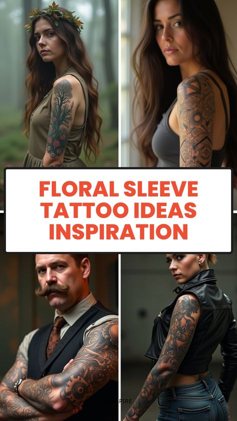 Floral Sleeve Tattoo Ideas Inspiration Traditional Tattoo Half Sleeve Women, Nature Inspired Tattoos Women, Magnolia Tattoo Sleeve, Plant Shoulder Tattoo, Arm Flower Tattoos For Women, Flowers Wrapped Around Arm Tattoo, Elegant Shoulder Tattoos For Women, Tattoo Cover Up Ideas For Women Arm, Neo Traditional Flower Tattoo