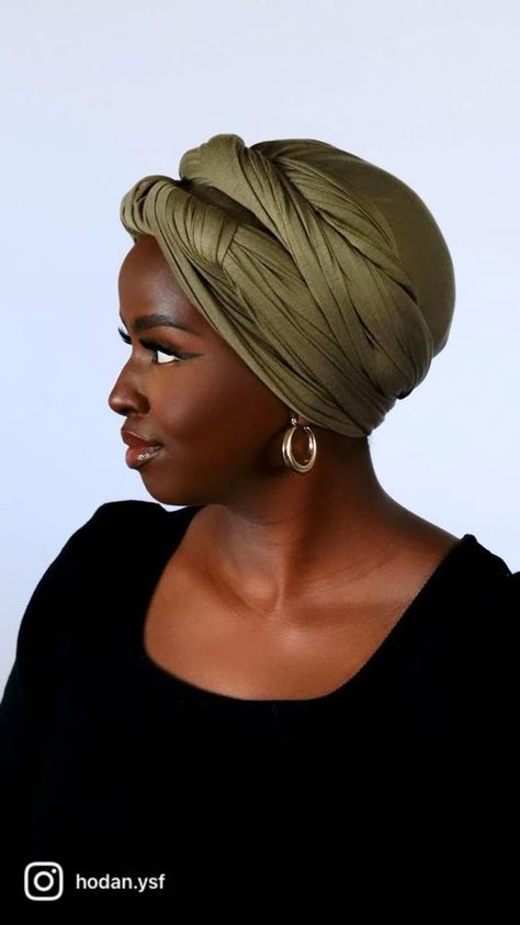 Black Turban Head Wraps, Headwrap Styles For Short Hair, Hair Scarf Tutorial, Headwrap Styles, Turban Fashion, Headwrap Hairstyles, Turban Tutorial, African Hair Wrap, Hijab Cap