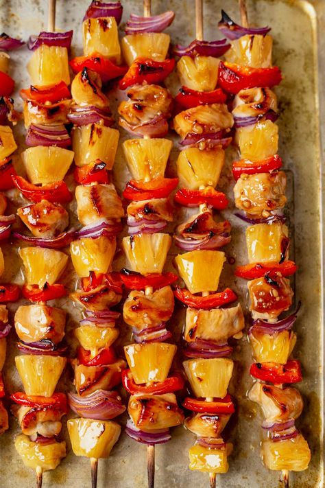 Chicken Kabobs Air Fryer, Kabobs Air Fryer, Hawaiian Sauce, Pineapple Chicken Kabobs, Hawaiian Chicken Kabobs, Chicken Pineapple, Kabob Skewers, Snoring Remedies, Stop Snoring