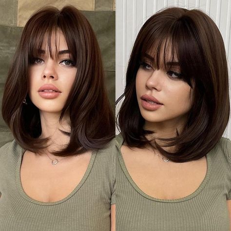 Shoulder Hair, Shot Hair Styles, Haircuts For Medium Hair, Haircuts Straight Hair, Short Hair Haircuts, Short Hair With Bangs, Short Wigs, Shoulder Length Hair, Aesthetic Hair