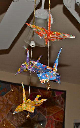 2 origami crane decor project tutorials Origami Hanging Decorations, Crane Decor, Origami Hanging, Paper Crane Origami, Origami Decorations, Origami Crane Tutorial, Hanging Origami, Fun Origami, Origami Sheets