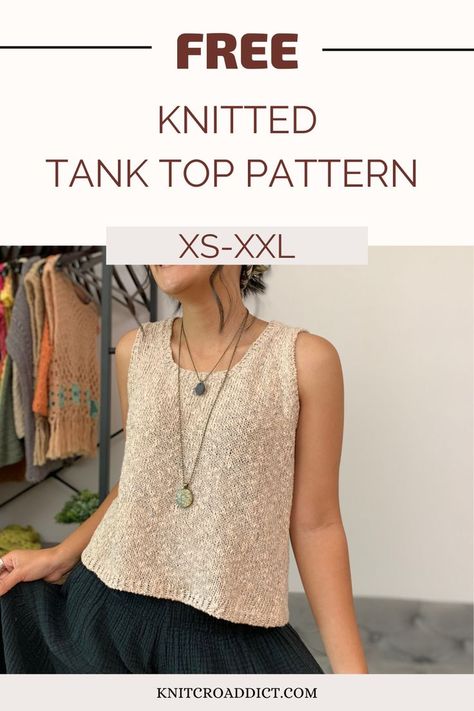 Knitted Tank Top Pattern Free, Knit Crop Top Pattern, Knit Shirt Pattern, Knit Top Pattern Free, Knit Tank Pattern, Knit Tank Top Pattern, Free Knitting Patterns For Women, Vest Pattern Free, Summer Knitting Patterns