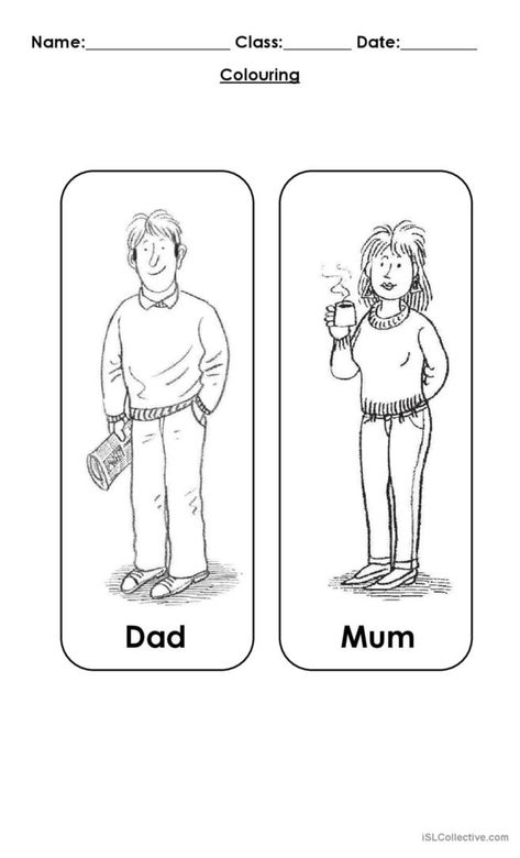 It is ORT Readers Characters Dad and Mum colouring worksheet. Many objectives are covered in this worksheet for early learners as recognising and reading the names of these characters.More over children will also learn the spellings through photo memory. The best way to introduce this worksheet is by first showing the flash cards of these characters with names written on them. It will help in recognition of these characters. Then flash cards of names only are shown by three period lesson to the Colouring Worksheet, Capacity Worksheets, Ks1 Classroom, Zebra Craft, English Activity, Oxford Reading Tree, Alphabet Writing Worksheets, School Holiday Activities, Reading Tree