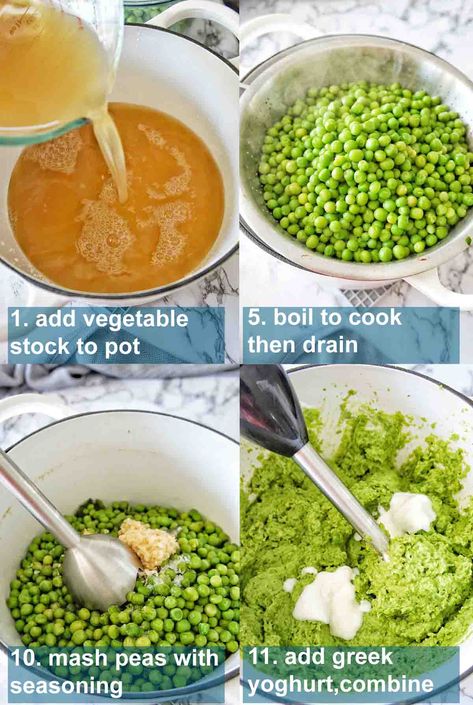 Mashed Peas On Toast, Mashed Peas Recipes, Mash Peas Recipe, Mushy Peas Recipe, Pea Mash, Mashed Peas, Volume Eating, Gerd Recipes, Creamed Peas