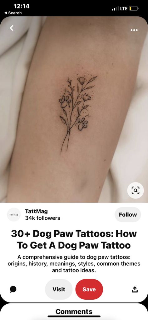 Flower Tattoo With Paw Print, Wildflower Dog Tattoo, Dog Rib Tattoo, Paw Print Flower Bouquet Tattoo, Dog Birth Flower Tattoo, Late Pet Tattoo, Flower Paw Tattoo, Paw Print Bouquet Tattoo, Dog Paw Flower Tattoo