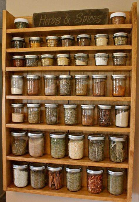 Drawer Spice Rack, Wall Spice Rack, Wood Spice Rack, Wooden Spice Rack, Diy Spices, Kitchen Spice Racks, Spice Racks, Shelf Wood, Small Kitchen Decor