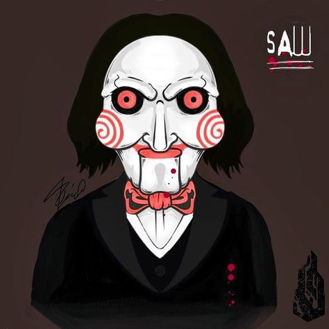 Digital Art - Jigsaw on Behance Saw Painting Ideas Horror, Jigsaw Movie Art, Jigsaw Drawing Horror, Jigsaw Puppet Drawing, Jigsaw Saw Drawing, Jigsaw Painting Horror, Horror Characters Art, Jigsaw Character, Horror Movie Characters Drawing