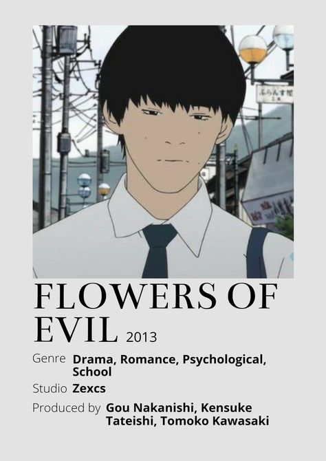 Flowers Of Evil Anime, Flowers Of Evil, Anime Minimalist Poster, Japanese Animated Movies, Anime Suggestions, Animes To Watch, Poster Anime, Great Movies To Watch, Film Anime