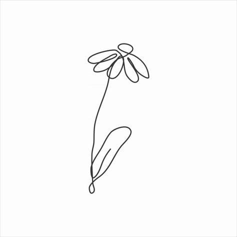 Flowers Line Drawing Simple, Linear Flower Drawing, Continual Line Drawing, Single Line Art Flower, Easy Continuous Line Drawing, Continuous Line Flower Drawing, Flower Continuous Line Drawing, Simple Continuous Line Drawing, Single Line Tattoo Flower