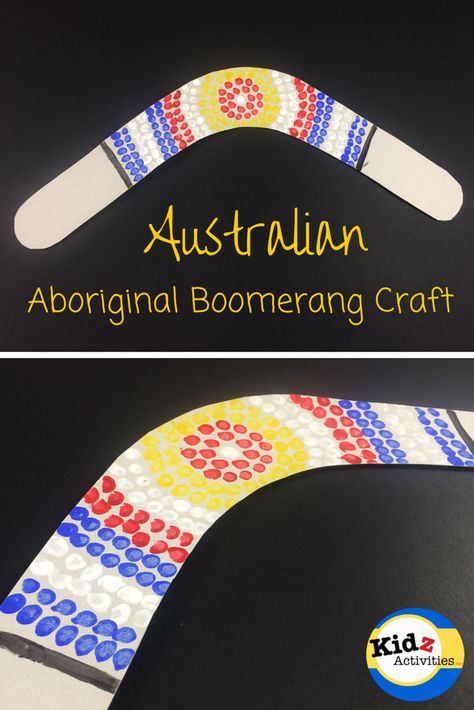 Australian Aboriginal Boomerang Craft by Kidz Activities Boomerang Craft, Draw Ganesha, Australian Art For Kids, Aboriginal Boomerangs, Multicultural Crafts, Diwali Art, Multicultural Activities, Australia Crafts, Around The World Theme