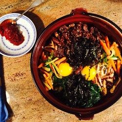 Dol Sot Bi Bim Bap - Allrecipes.com Bim Bop, Bi Bim Bap, Bibimbap Recipe, Bulgogi Recipe, Beef Strips, Wfpb Recipes, Bulgogi Beef, Foreign Food, Korean Dishes