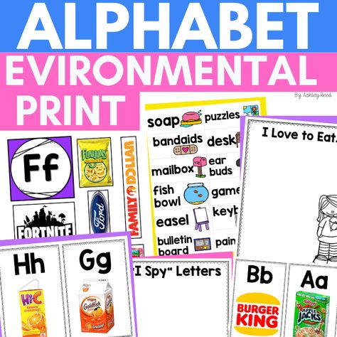 Ready to try Environmental Print to boost students' prereading skills and alphabet knowledge?  This best-selling toolkit has everything you need including environmental print ideas, printables, class charts, alphabet chart, and more! Abc Free Printable, Environmental Print Activities, Bulletin Board For Preschool, Early Reading Activities, Back To School Pictures, Circle Map, Environmental Print, Get To Know You Activities, Alphabet Chart