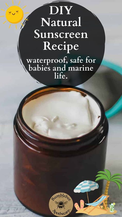 Avoid toxic chemicals this summer! DIY natural sunscreen recipe is easy to make and works great. It’s waterproof and safe for babies and marine life. Did you know that the chemicals in conventional sunscreens are also harmful to marine life? The choices we make about what to put on our bodies have far-reaching effects. Organic sunscreen is perfectly safe for marine life, & the rest of the earth. This homemade, organic, all-natural sunscreen recipe offers natural sun protection. All Natural Sunscreen Recipe, Diy Natural Sunscreen, Natural Sunscreen Recipe, Natural Sunblock, Sunscreen Natural, Sunscreen Recipe, Essential Oil Spray Recipes, Easy Diy Beauty Products, Salve Recipes