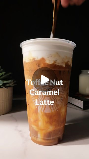 Claudia Alvarez | Coffee Recipes on Instagram: "Iced Toffee Nut Caramel Latte with Soft Whip recipe!☕️💛 Starbucks dupe, but better! 😉👌✨😋
 
📌First, save this recipe for later!

Recipe: 
- drizzle caramel in cup
- add ice
- add 2 tbsp toffee nut syrup @monin_usa 
- follow @cafecitointhedesert 
- pour 6 oz milk
- add double shot of espresso 
- top with soft whip @rich_products 
 😋Enjoy! 

#coffee #bestcoffee #best #latte #icedcoffee #coffeerecipe #starbucks #toffeenutlatte #caramel" Toffee Nut Starbucks Iced Coffee, Toffee Nut Latte, Starbucks Design, Shot Of Espresso, Coffee Ingredients, Toffee Nut, English Toffee, Caramel Syrup, Caramel Latte