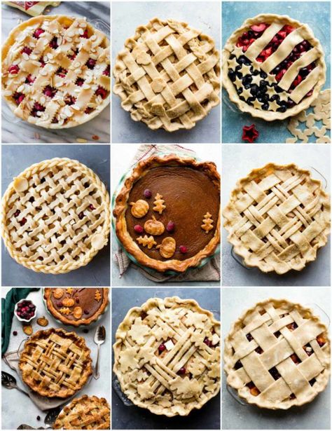 Inspiring pie crust designs on sallysbakingaddiction.com Thanksgiving Pie Crust, Braided Pie Crust, Creative Pie Crust, Pretty Pie Crust, Pie Crust Art, Pumpkin Pie Crust, Beautiful Pie Crusts, Crust Designs, Creative Pies