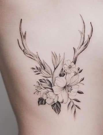 Tattoo Sleeve Animals, Hirsch Tattoo Frau, Antlers And Flowers, Buck Tattoo, Deer Tattoos, Antler Tattoos, Elk Tattoo, Antler Tattoo, Deer Skull Tattoos