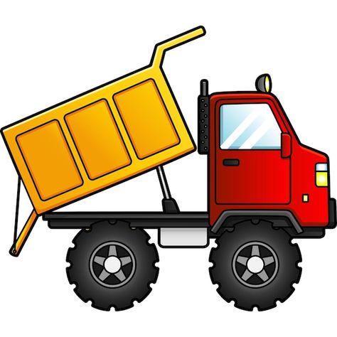 Vector dump truck cartoon clipart colore... | Premium Vector #Freepik #vector #crane-truck #crane #cartoon-drawing #book-clipart Cartoon Dump Truck, Dump Truck Cartoon, Simple Dump Truck Drawing, Dump Truck Drawing, Car Cartoon Drawing, Abstract Tshirt Design, Truck Drawings, Toys Clipart, Firefighter Clipart