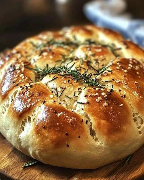 Savor Station | Rustic No Knead Rosemary Garlic Bread | Facebook Olive And Rosemary Bread, Rustic Rosemary Garlic Bread, Rosemary Sea Salt Bread, Rustic No Knead Rosemary Garlic Bread, Garlic Rosemary Bread, Bread Rosemary, Artesian Bread, Rosemary Garlic Bread, Sourdough Breads