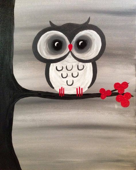 Paint Nite, Owl Painting, Night Painting, Owl Art, Diy Canvas, Painting For Kids, Big Eyes, Painting Projects, Art Paint