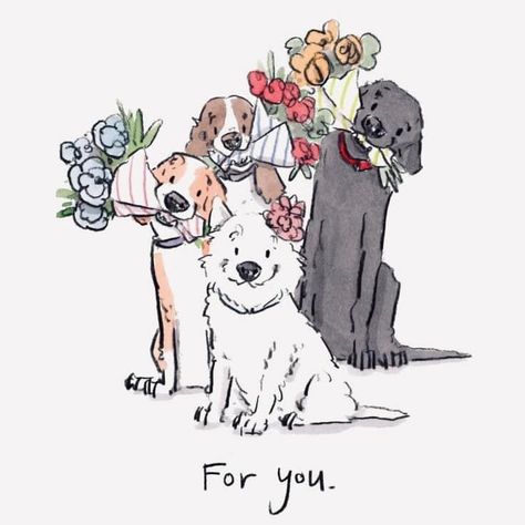 Sending Smiles, 강아지 그림, Mail Post, Flowers For You, Greeting Card Set, Dog Illustration, Arte Fantasy, Drawing Tutorials, Greetings Card