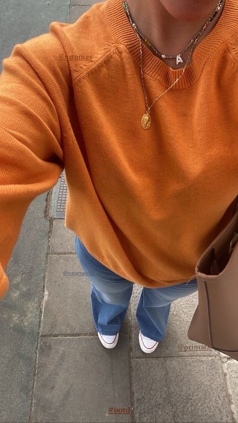 Orange Sweater, Fall Fit, Stockholm Fashion, Cute Everyday Outfits, Mode Vintage, Mode Inspiration, College Outfits, Fall Winter Outfits, Look Cool