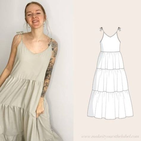 Sundress Sewing Patterns, Maxi Dress Pattern Sewing, Long Summer Dresses Maxi, Gathered Dress, Maxi Dress Pattern, Couture Mode, Camisole Dress, Pinafore Dress, Dress Sewing Pattern