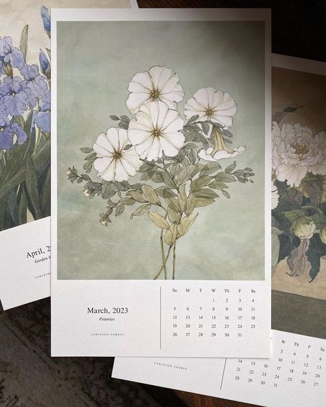 Cute Calendar Ideas, Calander Design Ideas, Spring Thoughts, Carleigh Courey, Calender Ideas, Instagram Corner, Floral Calendar, Flower Calendar, Watercolor Calendar