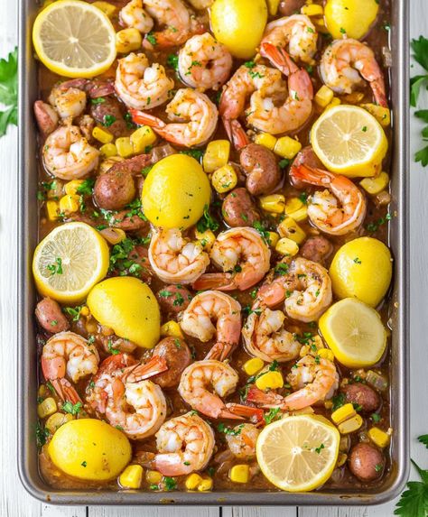 Grinch Cookies Recipe, Sheet Pan Shrimp Boil, Pan Shrimp Boil, Shrimp Boil Recipe, Sheet Pan Shrimp, Pan Shrimp, Grinch Cookies, Savory Recipe, Heart Sprinkles