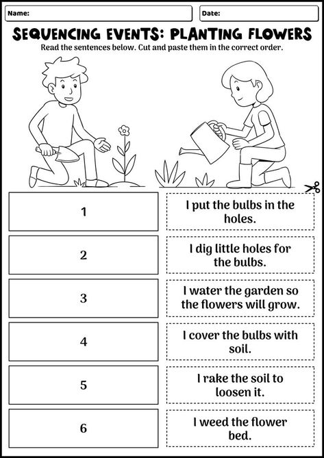 This sequence of events writing worksheet is a helpful tool for teaching students how to organize and write about events in a logical order. Use this worksheet to practice structuring narratives and building coherence in writing. Try it out with your students and witness their improved storytelling skills. #StorytellingPractice #WritingSkills #CreativeWritingPrompt #sequenceeventswriting Sequence Of Events Worksheets, Sequencing Words, Story Sequencing Worksheets, Story Elements Worksheet, Kindergarten Writing Activities, Guided Reading Lesson Plans, Sequence Writing, Sequencing Worksheets, Guided Reading Lessons