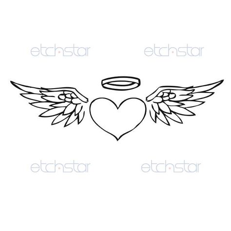 Halo Tattoo, Heart With Wings Tattoo, Alas Tattoo, Back Angel, Remembrance Tattoos, Tattoo Back, Wing Tattoo Designs, Angel Wings Tattoo, Tattoos Skull