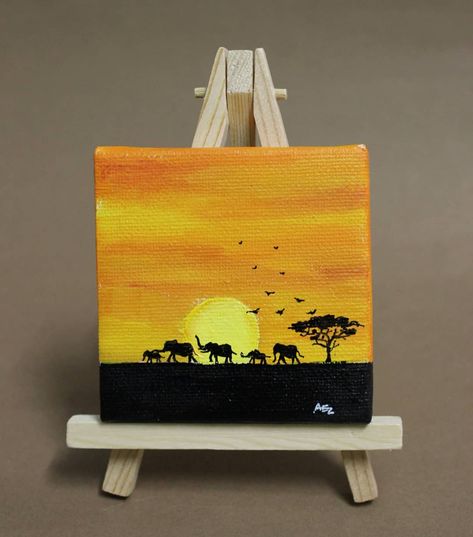 Akshaya Zachariah on Instagram: “World Elephant Day August 12th Here's my first mini canvas painting of my favorite scene from Lion King! India formally adopted this day…” World Elephant Day, Mini Toile, Small Canvas Paintings, Cute Canvas Paintings, Canvas Drawings, Easy Canvas Painting, Canvas Painting Diy, Small Canvas Art, Arte Inspo