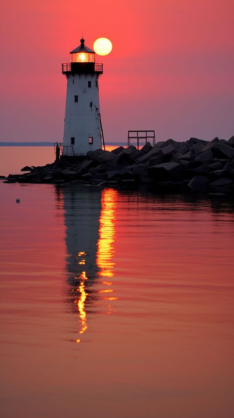 Lighthouse At Sunset, Beautiful Lighthouse Sunsets, Lighthouse Pictures Photography, Lighthouse Wallpaper, Lighthouse Island, Lighthouse Landscape, Lighthouse Storm, Lighthouse Inspiration, Lighthouse Photography