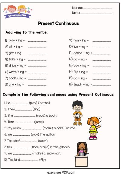 Verb Ing English Grammar, Add Ing Worksheet, Adding Ing Worksheet, Verb To Do Worksheet, Verb Ing Worksheet, Verbs For Kids, Teaching Verbs, Tenses Exercises, Verb To Have