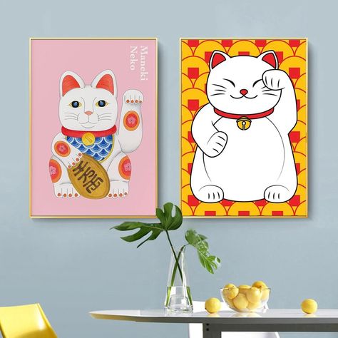 Japanese Style Lucky Cat Poster And Print Cute Animal Art Canvas Painting Modern Wall Art Pictures For Bar Cafe Shop Home Decor - AliExpress Cute Animal Art, Japanese Paintings, Poster Japanese, Cat Poster, Japanese Cat, Shop Home Decor, Art Canvas Painting, Cat Wall Art, Cat Posters