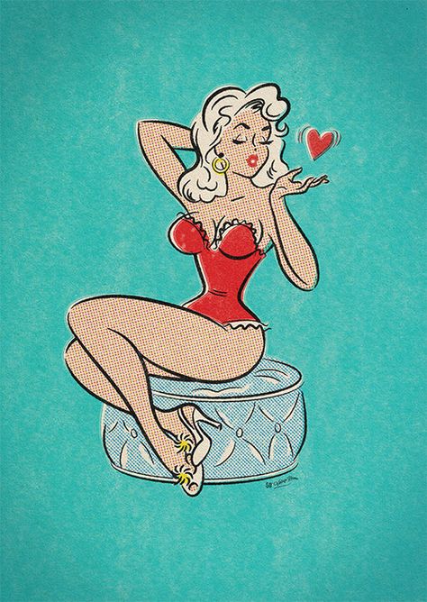 Comic Illustrations, Rockabilly Art, 50s Art, Pin Up Drawings, Pin Up Illustration, Pin Up Vintage, Pin Up Girl Vintage, Mid Century Illustration, Pulp Art